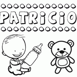 Dibujo del nombre Patricio para colorear, pintar e imprimir