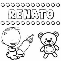 Dibujo del nombre Renato para colorear, pintar e imprimir