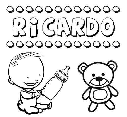 Dibujo del nombre Ricardo para colorear, pintar e imprimir