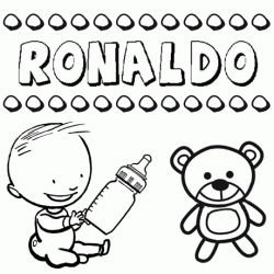 Dibujo del nombre Ronaldo para colorear, pintar e imprimir