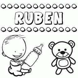 Dibujo del nombre Rubén para colorear, pintar e imprimir