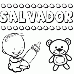 Dibujo del nombre Salvador para colorear, pintar e imprimir
