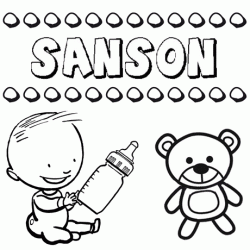 Dibujo del nombre Sansón para colorear, pintar e imprimir
