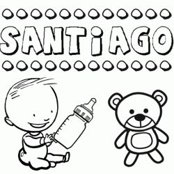 Dibujo del nombre Santiago para colorear, pintar e imprimir