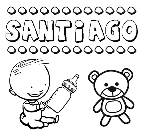 Dibujo del nombre Santiago para colorear, pintar e imprimir