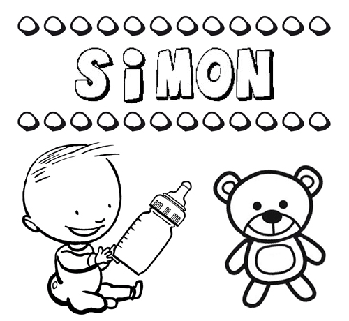 Dibujo del nombre Simón para colorear, pintar e imprimir