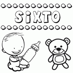Dibujo del nombre Sixto para colorear, pintar e imprimir