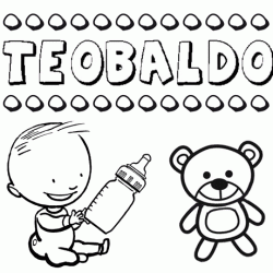 Dibujo del nombre Teobaldo para colorear, pintar e imprimir