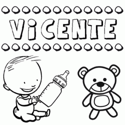 Dibujo del nombre Vicente para colorear, pintar e imprimir
