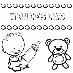 Dibujo del nombre Wenceslao para colorear, pintar e imprimir
