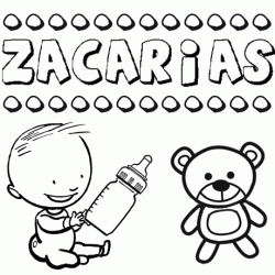 Dibujo del nombre Zacarías para colorear, pintar e imprimir