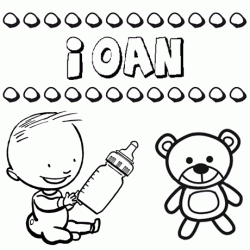 Dibujo del nombre Ioan para colorear, pintar e imprimir
