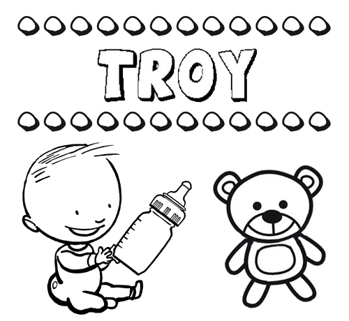 Dibujo del nombre Troy para colorear, pintar e imprimir