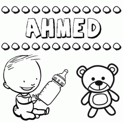 Dibujo del nombre Ahmed para colorear, pintar e imprimir