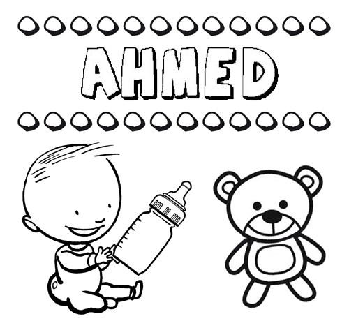 Dibujo del nombre Ahmed para colorear, pintar e imprimir