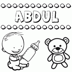 Dibujo del nombre Abdul para colorear, pintar e imprimir