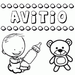 Dibujo del nombre Avitio para colorear, pintar e imprimir
