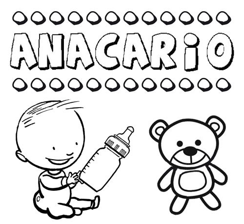 Dibujo del nombre Anacario para colorear, pintar e imprimir