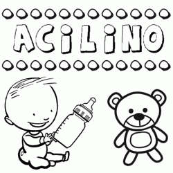 Dibujo del nombre Acilino para colorear, pintar e imprimir