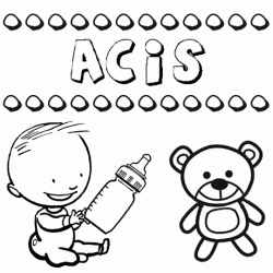 Dibujo del nombre Acis para colorear, pintar e imprimir