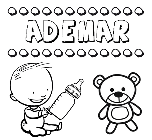Dibujo del nombre Ademar para colorear, pintar e imprimir