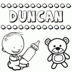 Dibujo del nombre Duncan para colorear, pintar e imprimir