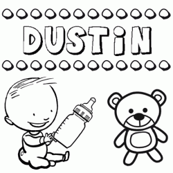 Dibujo del nombre Dustin para colorear, pintar e imprimir