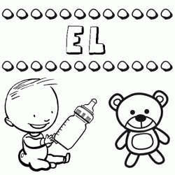 Dibujo del nombre El para colorear, pintar e imprimir