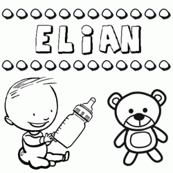 Dibujo del nombre Elián para colorear, pintar e imprimir