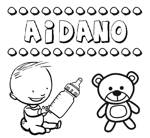 Dibujo del nombre Aidano para colorear, pintar e imprimir