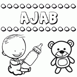 Dibujo del nombre Ajab para colorear, pintar e imprimir