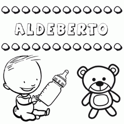 Dibujo del nombre Aldeberto para colorear, pintar e imprimir