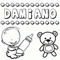 Dibujo del nombre Damiano para colorear, pintar e imprimir
