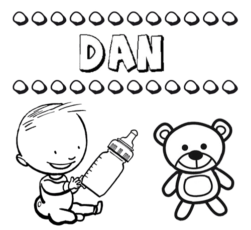 Dibujo del nombre Dan para colorear, pintar e imprimir