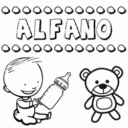Dibujo del nombre Alfano para colorear, pintar e imprimir
