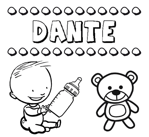 Dibujo del nombre Dante para colorear, pintar e imprimir