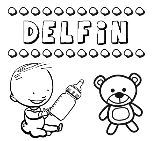 Dibujo del nombre Delfín para colorear, pintar e imprimir
