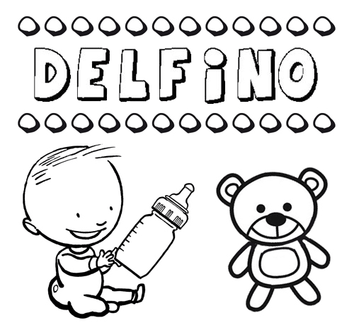 Dibujo del nombre Delfino para colorear, pintar e imprimir