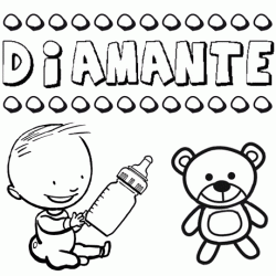 Dibujo del nombre Diamante para colorear, pintar e imprimir
