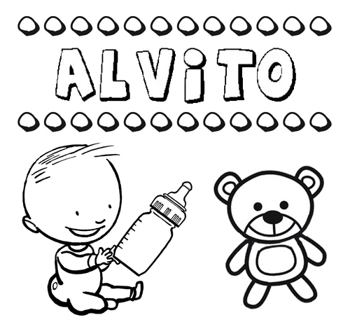 Dibujo del nombre Alvito para colorear, pintar e imprimir