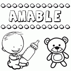 Dibujo del nombre Amable para colorear, pintar e imprimir