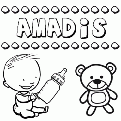 Dibujo del nombre Amadís para colorear, pintar e imprimir