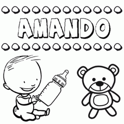 Dibujo del nombre Amando para colorear, pintar e imprimir