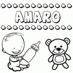 Dibujo del nombre Amaro para colorear, pintar e imprimir