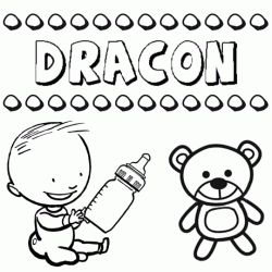 Dibujo del nombre Dracón para colorear, pintar e imprimir