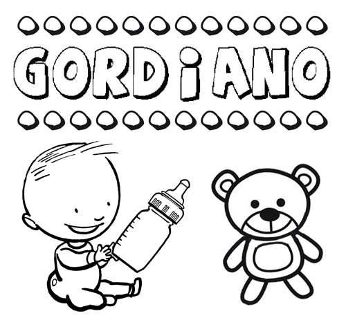 Dibujo del nombre Gordiano para colorear, pintar e imprimir