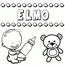 Dibujo del nombre Elmo para colorear, pintar e imprimir
