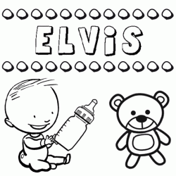 Dibujo del nombre Elvis para colorear, pintar e imprimir