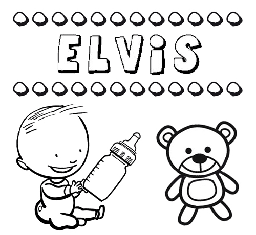 Dibujo del nombre Elvis para colorear, pintar e imprimir
