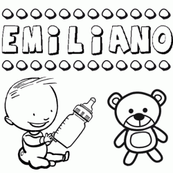 Dibujo del nombre Emiliano para colorear, pintar e imprimir